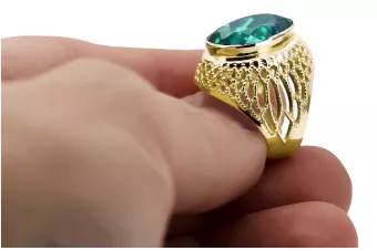  Σμαράγδι Κίτρινος χρυσός 14 καρατίων Vintage Jewlery vrc089y